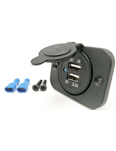 Adaptador USB dual con tapa para carga