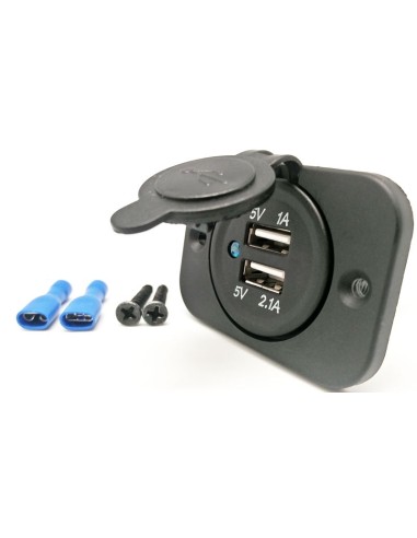 Adaptador USB dual con tapa para carga