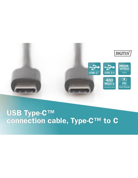 Cable USB type C to C M/M, 1.8m, 3A, 480MB, Version 2.0