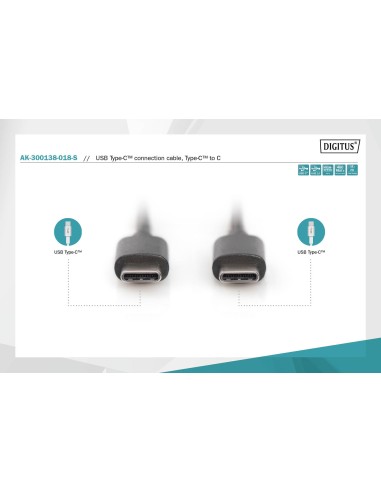 Cable USB type C to C M/M, 1.8m, 3A, 480MB, Version 2.0