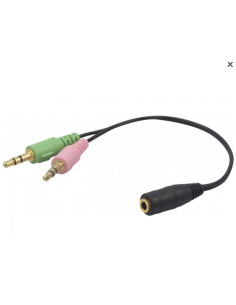 Adaptador 2x Jack macho 4p a 1x Jack hembra 3.5mm