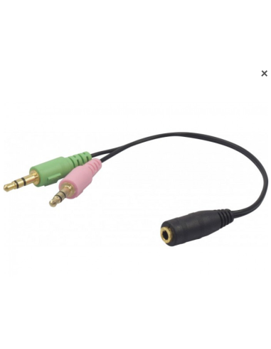 Adaptador 2x Jack macho 4p a 1x Jack hembra 3.5mm