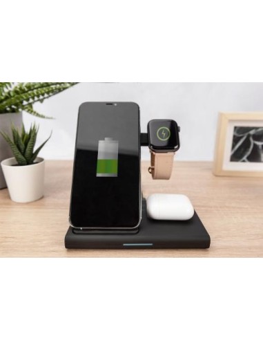 Estación de carga 3 en 1, plegable, inalámbrica