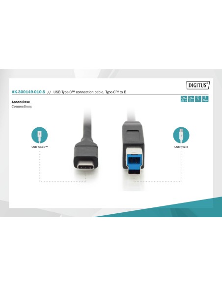 Cable USB type C to B M/M, 1.0m, Gen2, 3A,10GB,Version,3.1