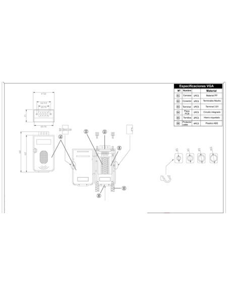 Conector VGA macho con terminales