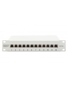 Patch panel CAT 6A, apantallado, 12 puertos 1UA, 10", gris