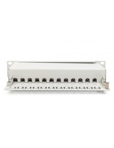 Patch panel CAT 6A, apantallado, 12 puertos 1UA, 10", gris