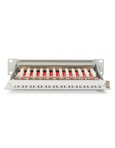 Patch panel CAT 6A, apantallado, 12 puertos 1UA, 10", gris