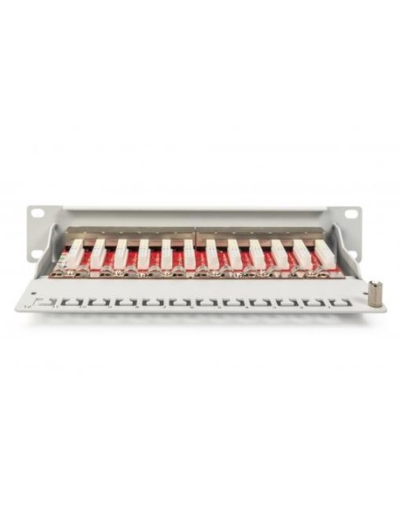 Patch panel CAT 6A, apantallado, 12 puertos 1UA, 10", gris