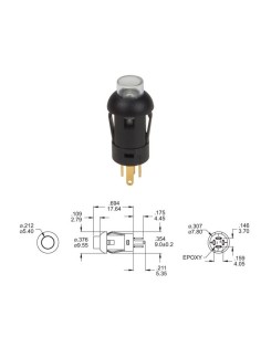 MINI PULSADOR REDONDO - SPST OFF-(ON) - 1P - LED BLANCO