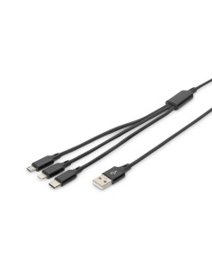 Cable de carga 3 en 1, USB-A - Lightning + Micro USB + USB-C