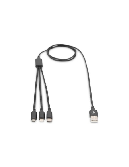 Cable de carga 3 en 1, USB-A - Lightning + Micro USB + USB-C