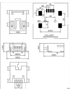 CONECTOR MINI USB 5 PINS SMD. 2
