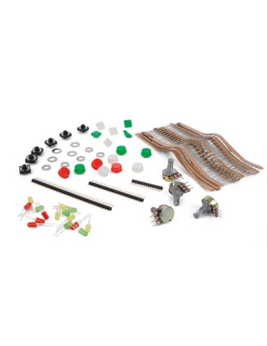 JUEGO DE ACCESORIOS DE RESISTENCIAS - LEDS - PULSADORES & POTENCIOMETROS