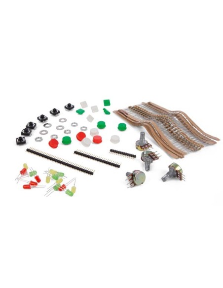 JUEGO DE ACCESORIOS DE RESISTENCIAS - LEDS - PULSADORES & POTENCIOMETROS