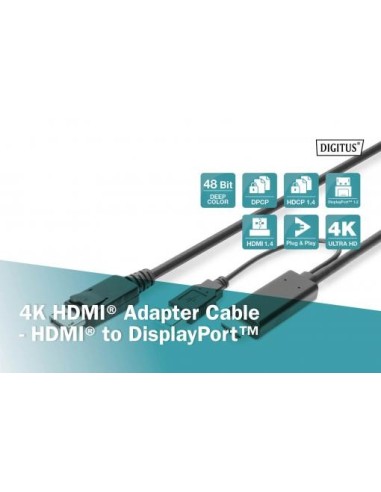 Cable adaptador 4K HDMI a DisplayPort 2 mts.