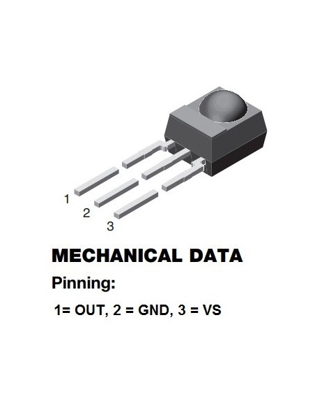 RECEPTOR INFRARROJO 3.3V INTEGRADO 38KHZ 45º 2,5÷5,5V (OUT-GND-VS)