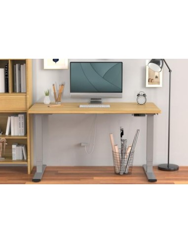 Bastidor de mesa eléctrico de altura regulable, motor doble, 3 niveles, gris