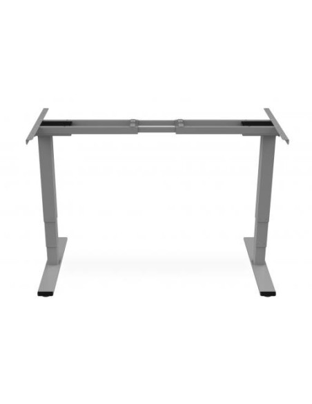 Bastidor de mesa eléctrico de altura regulable, motor doble, 3 niveles, gris