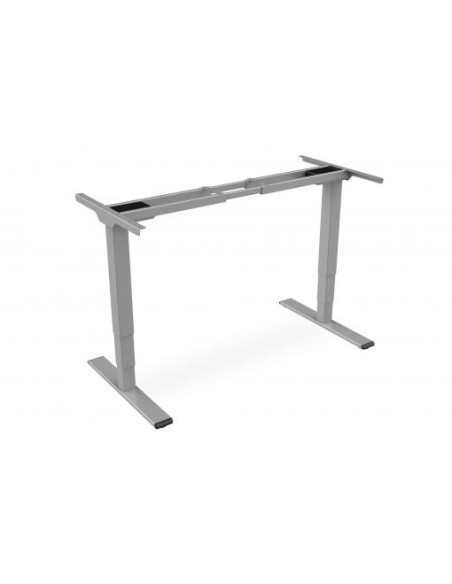 Bastidor de mesa eléctrico de altura regulable, motor doble, 3 niveles, gris