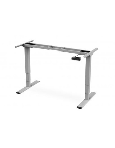 Bastidor de mesa eléctrico de altura regulable, motor doble, 3 niveles, gris