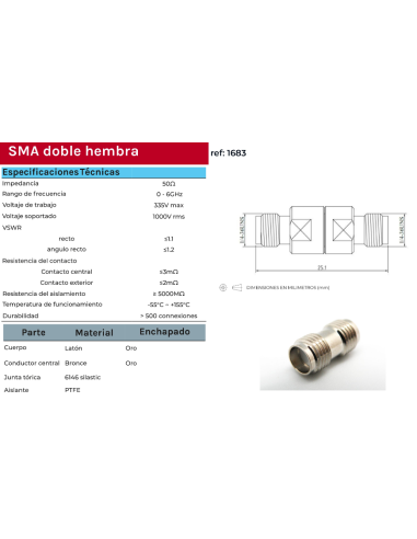 ADAPTADOR SMA HEMBRA - HEMBRA