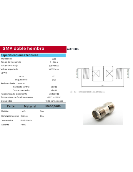 ADAPTADOR SMA HEMBRA - HEMBRA