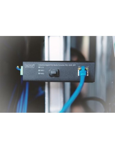 Conversor de medios Gigabit PoE industrial PSE, RJ45, SFP