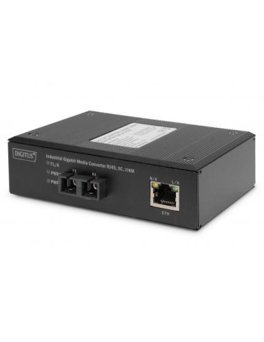 Convertidor de medios industrial Gigabit RJ45, SC 20km