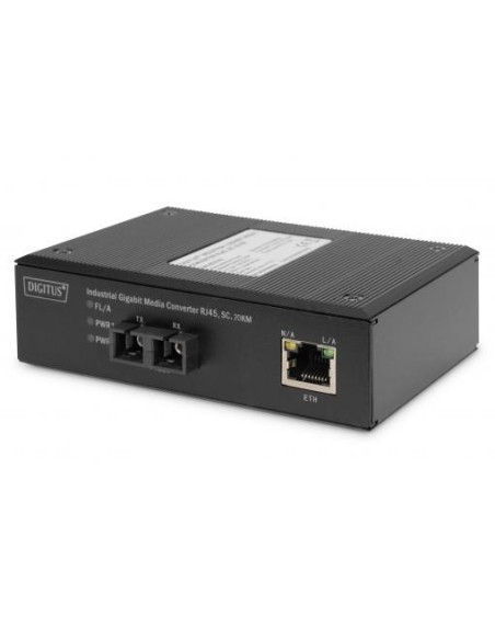 Convertidor de medios industrial Gigabit RJ45, SC 20km