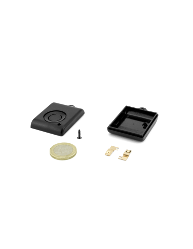 CAJA MINIATURA NEGRA MANDO 50x36x14mm 1 BOTON CON TORNILLO