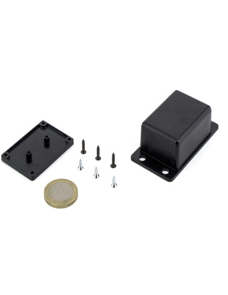 CAJA DE PARED ABS NEGRA 68x36x22mm CON ALETAS