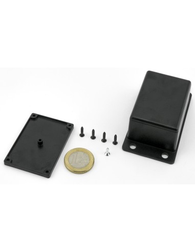 CAJA DE PARED NEGRA 76x42x25xmm CON ALETAS