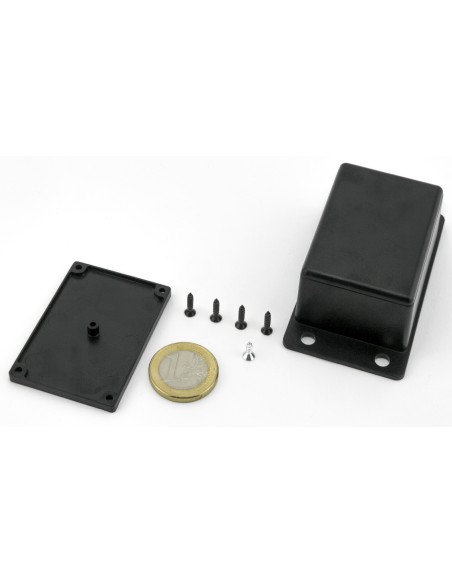 CAJA DE PARED NEGRA 76x42x25xmm CON ALETAS