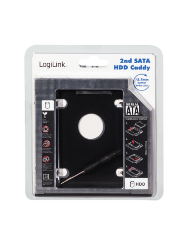 Caja Caddy de disco duro SATA para unidades de 12.7 mm de altura