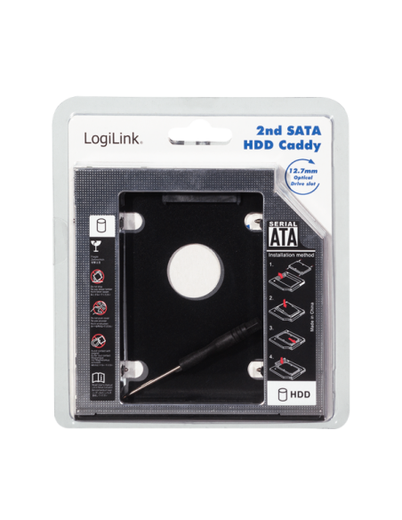 Caja Caddy de disco duro SATA para unidades de 12.7 mm de altura