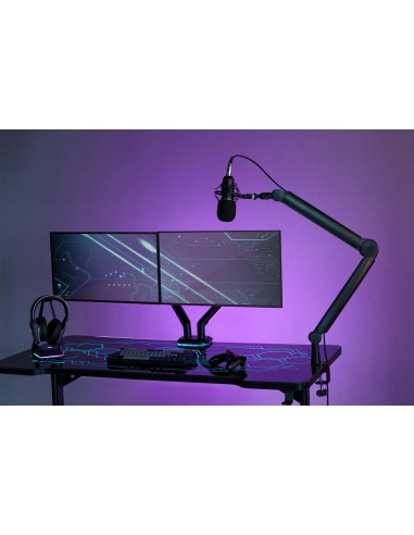 Brazo de micrófono con mordaza para mesa y guía de cables