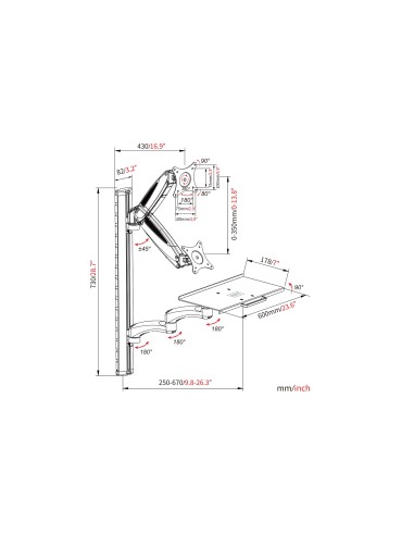 Estación de trabajo (monitor, teclado, maus) Montaje en la pared