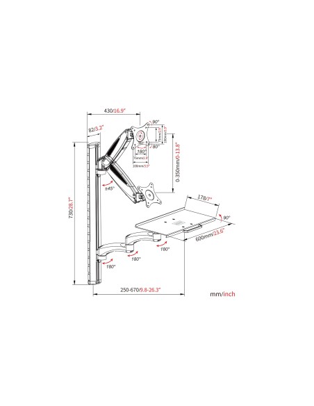 Estación de trabajo (monitor, teclado, maus) Montaje en la pared