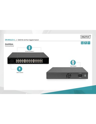 Conmutador de red Gigabit de 24 puertos,10/100/1000