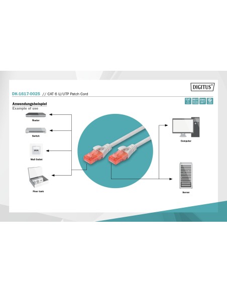 Latiguillo CAT 6 U-UTP 0,25 m color gris