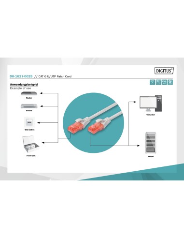 Latiguillo CAT 6 U-UTP 7,00 m color gris