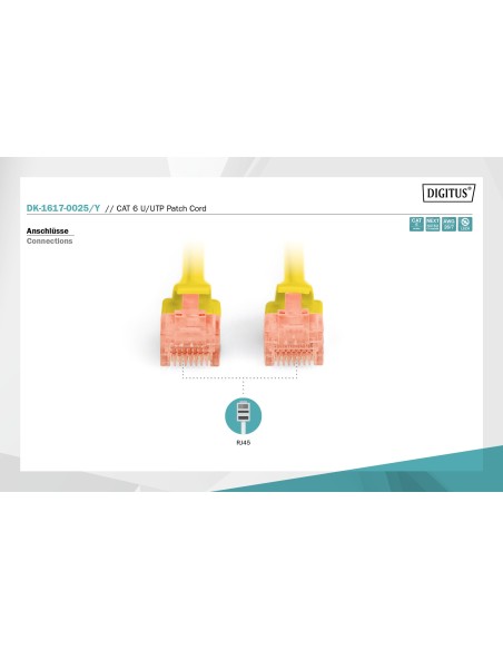 Latiguillo CAT 6 U-UTP, longitud 1,00 m, color amarillo