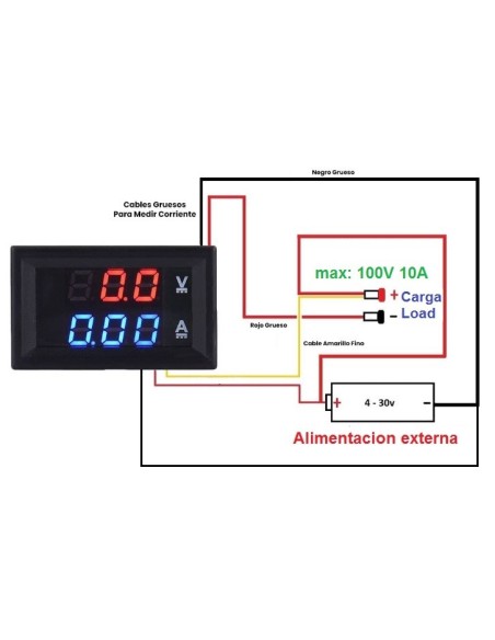 0-100V & 0-10A DC VOLTIMETRO & AMPERIMETRO DIGITAL DE PANEL