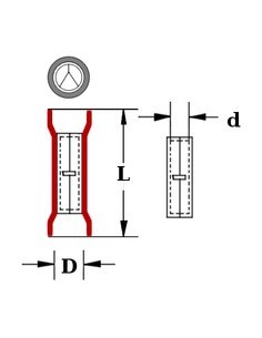 Bolsa de 100 empalmes cable-cable, aislante, con termoretráctil 2.3mm azul 2