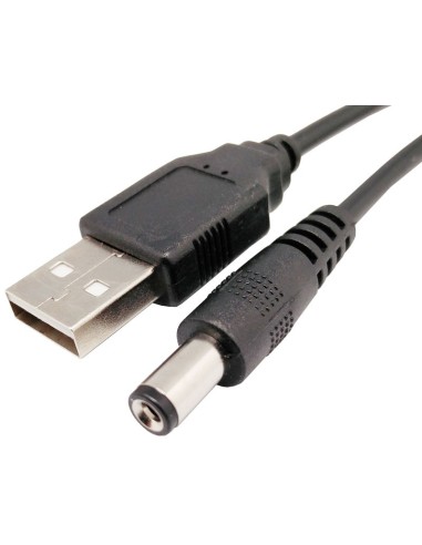 Cable 1 metro USB A Macho a Jack Alim 5,5 x 2,1mm