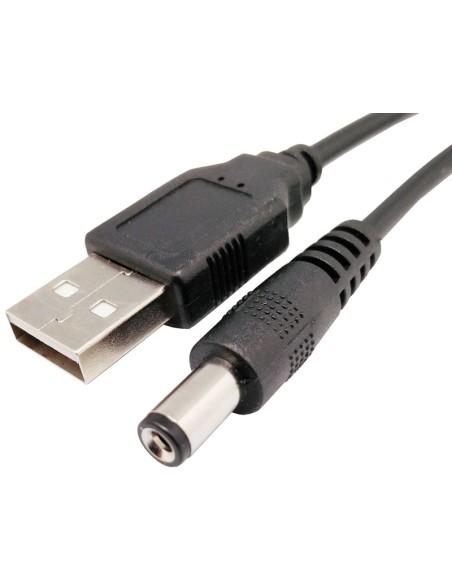 Cable 1 metro USB A Macho a Jack Alim 5,5 x 2,1mm