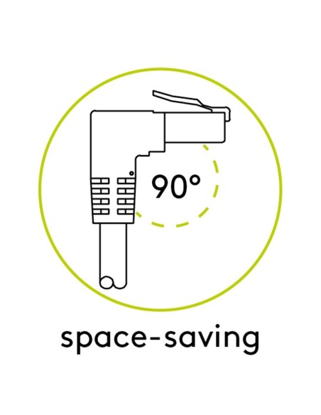 Cable 0,25 metros CAT 6A 1x 90° en ángulo, S/FTP (PiMF), blanco