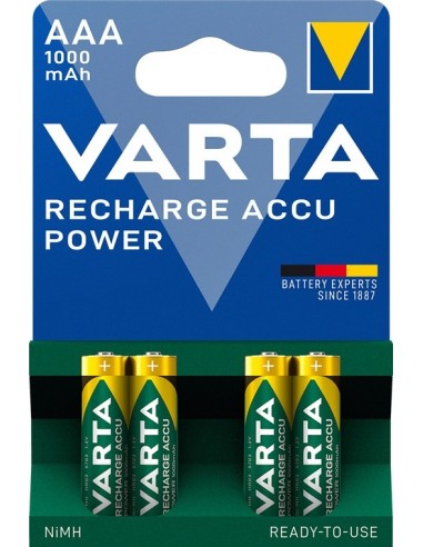 BLISTER 4 BATERIAS R3 AAA NI-MH VARTA 1000mAh