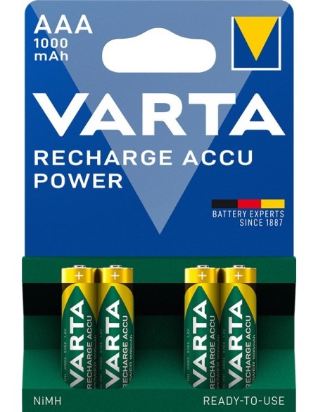 BLISTER 4 BATERIAS R3 AAA NI-MH VARTA 1000mAh